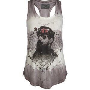 All Saints RARE Harts Graphic Vest Racerback Tank Top Grey Women's Size US10